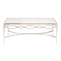 Worlds Away Grace Iron And Marble Coffee Table - Coffee Tables