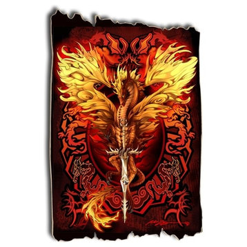 Dragonsword Flameblade, Tattered Birch Wood Print