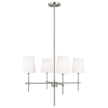 Baker Four Light Small Chandelier, Brushed Nickel