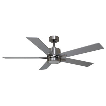 Vivio Lighting 5-Blade 52" Indoor Fan with LED Light Kit, Brushed Nickel and Silver/Walnut