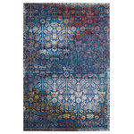 Jaipur Living - Vibe Izar Trellis Blue and Red Area Rug, Blue and Red, 6'7"x9'6" - The Borealis is a stellar study in color, movement, and texture. The Izar rug melds traditional motifs with a brilliant blue and multicolor palette for a contemporary expression of style. Made of durable polypropylene, this vibrant power-loomed rug is easy-care and perfect for high-traffic rooms in the home.