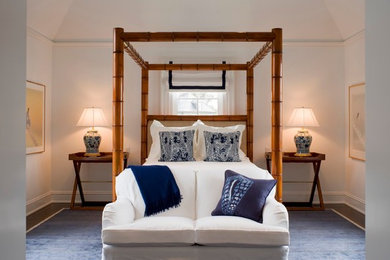Bedroom - mid-sized traditional guest dark wood floor bedroom idea in Boston with white walls