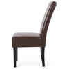 Percival Upholstered Dining Chairs, Set of 2, Dark Brown + Espresso, Faux Leather