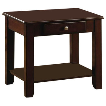 Homelegance Ballwin End Table With Functional Drawer, Cherry
