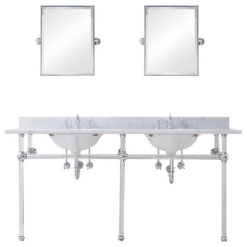 Embassy 72" Double Wash Stand, P-Trap, Countertop With Basin, Faucet, Mirror