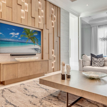 Custom three dimensional European oak feature wall