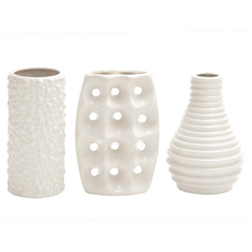 Modern White Ceramic Vase Set 92563