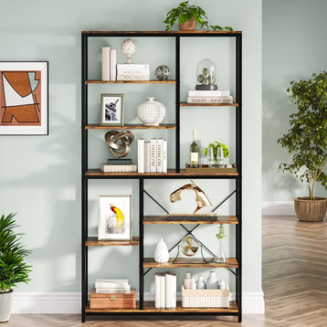 Tribesigns 9-Tier Tall Bookcase With Open Shelves, 79" Industrial Bookshelf