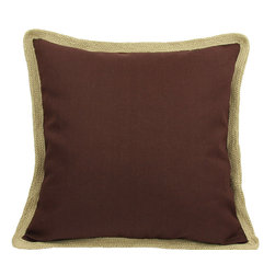 Xia Home Fashions - Square Jute Trimmed Pillow, Chocolate - Decorative Pillows