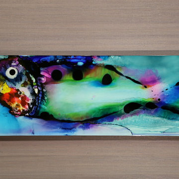 Fish in Paradise - Green, Blue & Black Abstract Tropical Metal Wall Art, Fish Pa