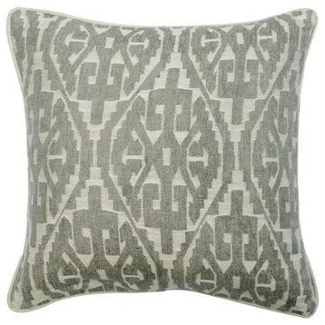 Designer 14"x14" Tribal Aztec Grey Jacquard Throw Pillow Covers - Tribal Aztec