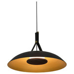 Cerno - Volo LED Pendant, Noir, Brushed Brass/ Black Leather/Dark Stained Walnut, 3000K - The handcrafted Volo pendant is a celebration of natural materials. The solid hardwood, brass finish, leather, and aluminum showcase the purposeful design that went into each detail. The indirect LED light source emits light of beautiful quality.