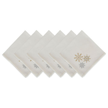 Sparkle Snowflakes Embroidered Na-Packin, Set Of 6