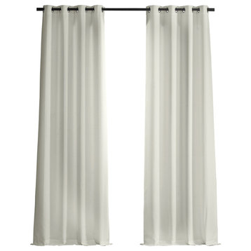 Italian Faux Linen Grommet Curtain Single Panel, Magnolia Off White, 50w X 108l