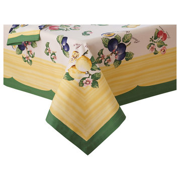 French Garden Fabric Tablecloth, 68"x126"