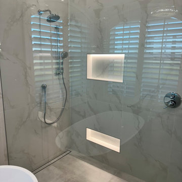 Luxury Transitional Bathroom | Expanded Walk-In Shower