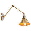 Industrial Armed Wall Light 1-Light Metal Cone Swing Arm Light, Gold