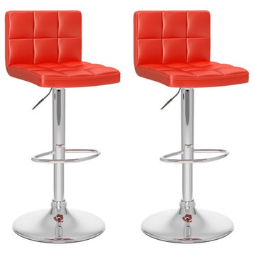 Catania 33.25" Adjustable Fabric/Steel Barstool in Soft Red (Set of 2)