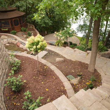Concrete Block Raised Patio with Allan Block Retaining Walls
