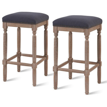 New Pacific Direct Ernie 26.5" Fabric Counter Stool in Black (Set of 2)