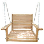 Wood Tree Swings - Big Guy Adult Chair Swing With Chain Hanging Kit - This handcrafted chair swing is made of Cypress Wood. Cypress has a natural persertive oil known as "cypressene". Chain hanging kit included