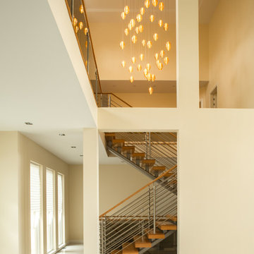 COCOON | Custom Stairwell Chandelier | Blown Glass Vaulted Ceiling Light Fixture