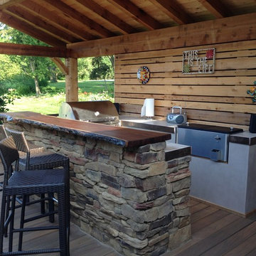 Basehor Rustic Deck, Bar and Cedar Awnings Renovation