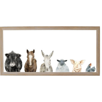 "Farm Animals" Magnet Board With Brown Frame, 6"x12"