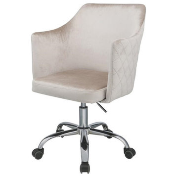 ACME Cosgair Tufted Velvet Swivel Office Chair in Champagne and Chrome