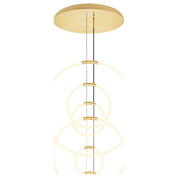 Hoops 6 Light LED Chandelier With Satin Gold Finish