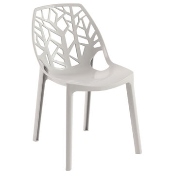 Leisuremod Cornelia Tree Back Design Lucite Dining Chair, Solid Gray