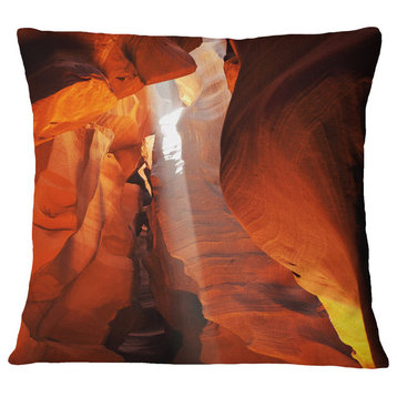 Antelope Canyon in Sunlight Rays African Landscape Throw Pillow, 16"x16"