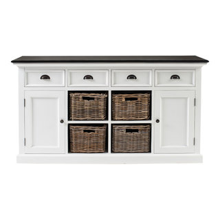 Classic White and Black Halifax Contrast Buffet with 4 Baskets ...