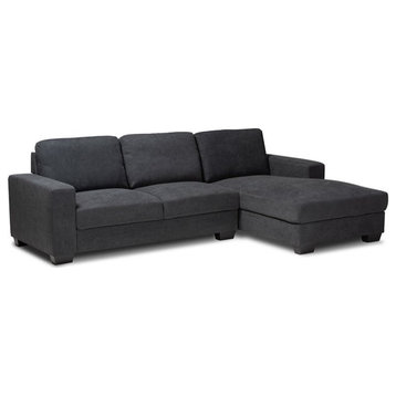 Bowery Hill Dark Grey Sectional Sofa with Right Facing Chaise