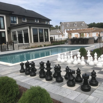 Modern Pool with Over-sized Chess Game