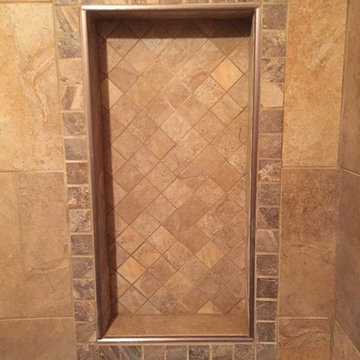 Tile Niche' with Schluter Chrome trim - vertical
