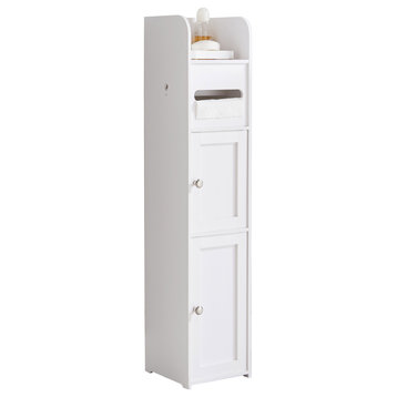 Bexley Wood Bathroom Floor Storage Cabinet, White