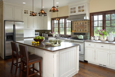 Kitchen - traditional kitchen idea in Detroit with an island