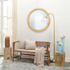 Elegant Minimalist Gold Clear Glass Shade Floor Lamp 69 in Simple Arm Neck Curve