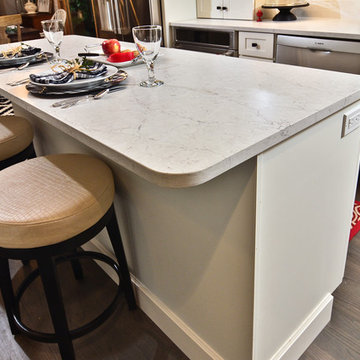 Compact island add seating and food prep space