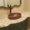 Compact Oval Skirted Vessel Hammered Copper Sink, Oil Rubbed Bronze