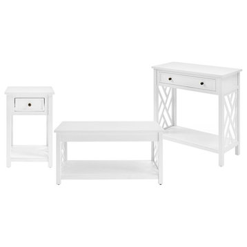 Coventry 36 in. Wood Coffee Table/End Table and Console Table - White