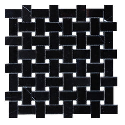 $10.95SF Nero Marquina Basketweave Mosaic Marble Tile - Mosaic Tile