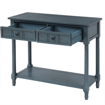 Daisy Series Console Table Traditional Design with Two Drawers and Bottom Shelf