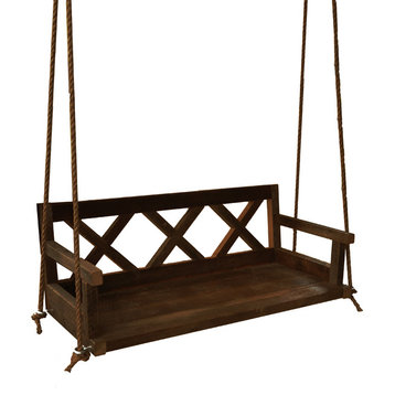 Farmhouse Porch Swing Made From Reclaimed Wood, Ebony Stain