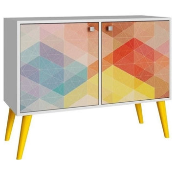 Bowery Hill 27" 2-Door Mid-Century Wood Console Table in Multi-Color