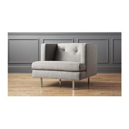 avec grey chair with brushed stainless steel legs | CB2 - Dining Chairs