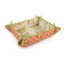 Tulip Check Letter Basket | MacKenzie-Childs - Serving Utensils