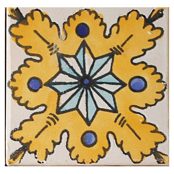 Med Collection Tanit Hand Made Ceramic Tile, 4"x4"