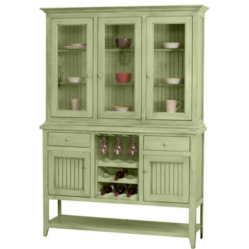 Coastal Dining Hutch and Buffet with Wine Rack, Summer Sage